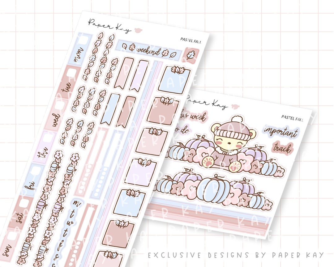 Pastel Fall Hobo / Hobonichi Weeks Sticker Kit - Weekly Planner ...