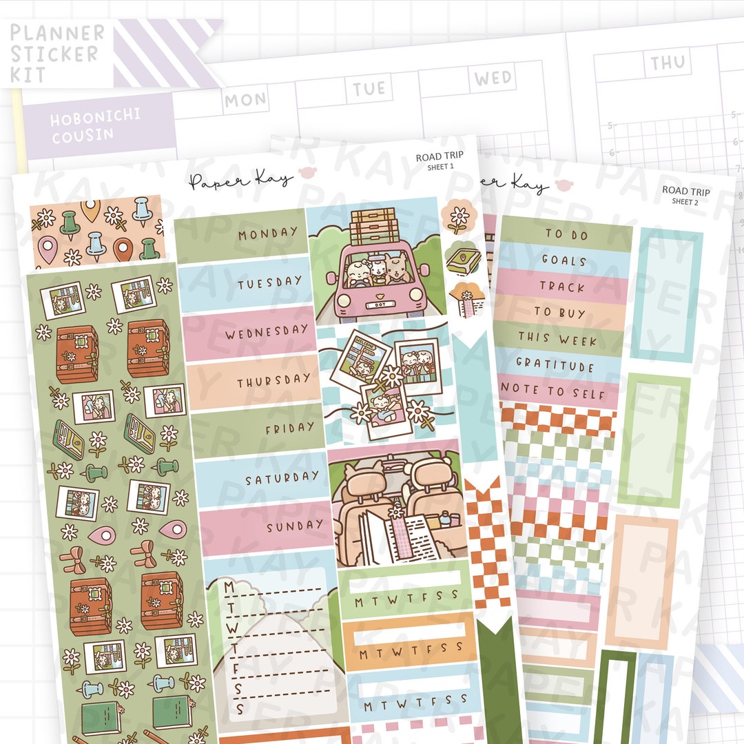 Road Trip Hobonichi Cousin Sticker Kit - 2 Page Weekly Planner Stickers ...