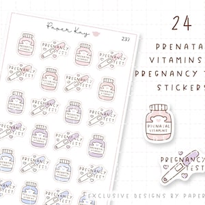 Pränatale Vitamine und Schwangerschaftstest Sticker | Babyplanung | Planner Aufkleber | von Paper Kay | 237 |