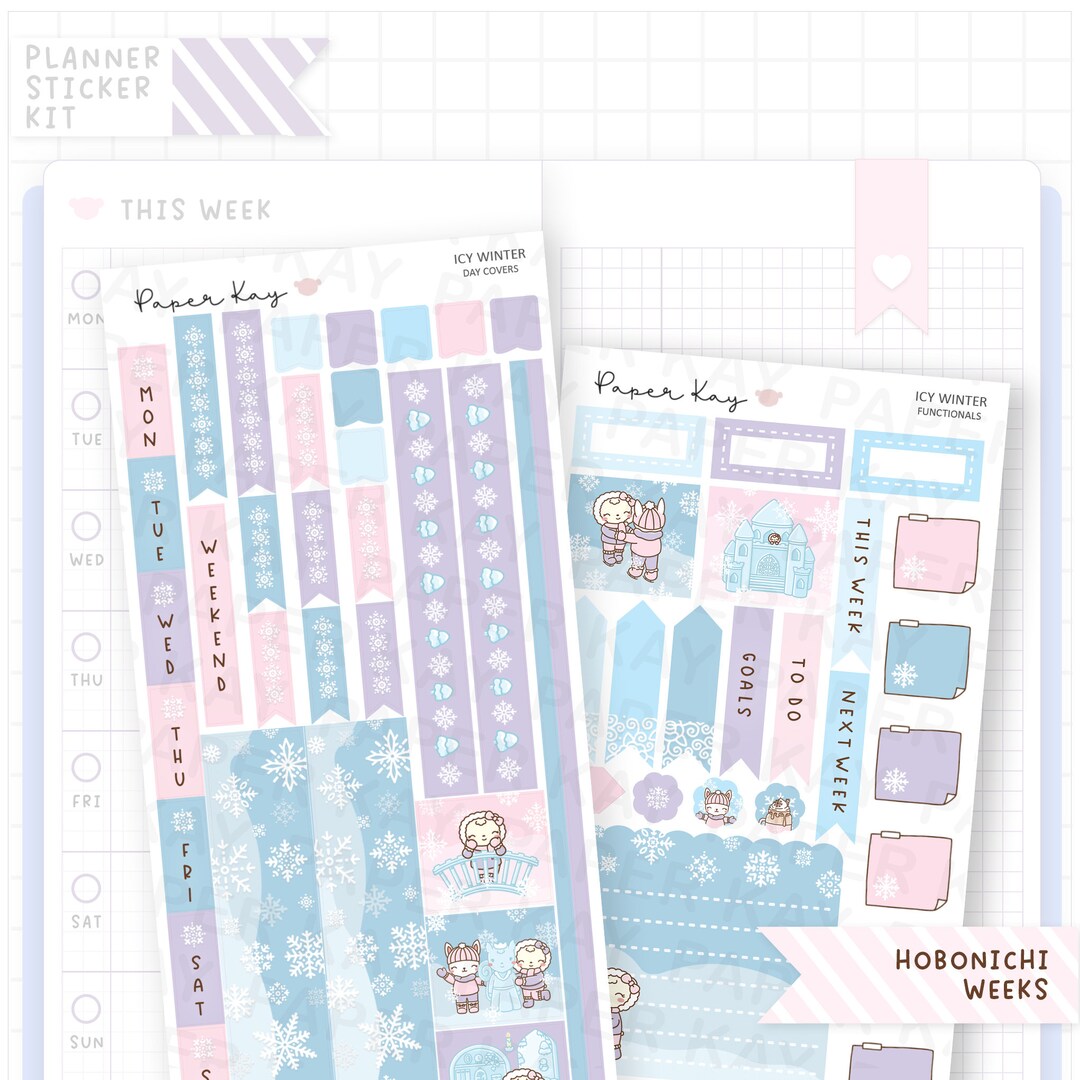 Icy Winter Hobo / Hobonichi Weeks Sticker Kit - Weekly Planner Stickers ...