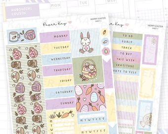 Hoppy Easter Hobonichi Cousin Sticker Kit  - 2 Page Weekly Planner Stickers - by Paper Kay