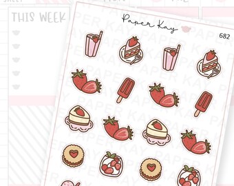 Strawberry Food Stickers | Planner Stickers | by Paper Kay | 682 |