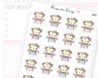 Shrugging Planner Stickers | Dot the Bear by Paper Kay | 662 |