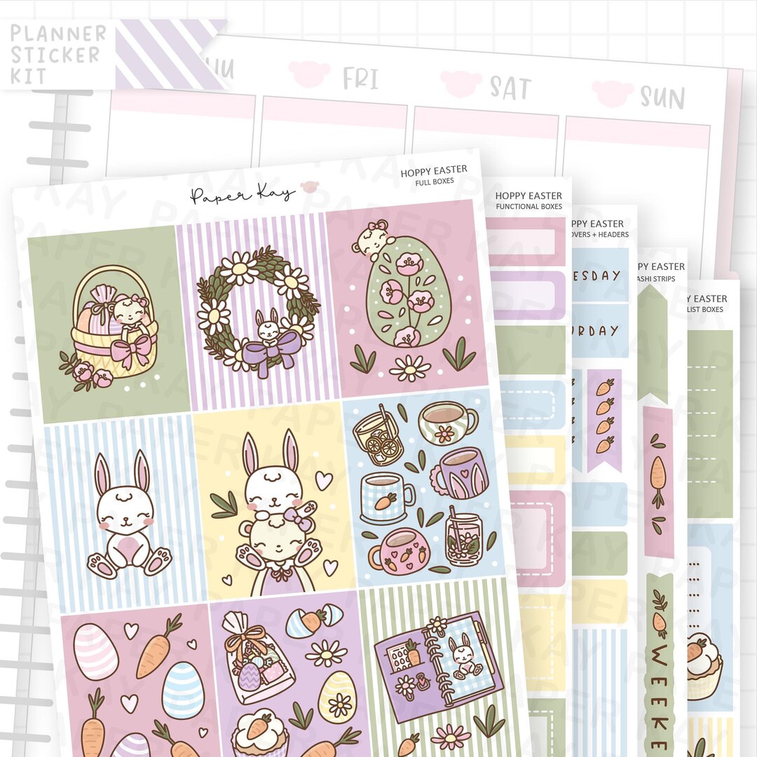 Hoppy Easter Standard Vertical Sticker Kit - 5 Page Weekly Vertical ...