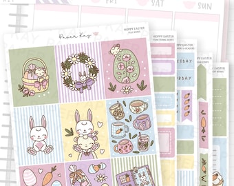 Hoppy Easter Standard Vertical Sticker Kit  - 5 Page Weekly Vertical Planner Stickers - by Paper Kay