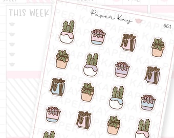 Succulent Plants Planner Stickers | Dot the Bear by Paper Kay | 661 |
