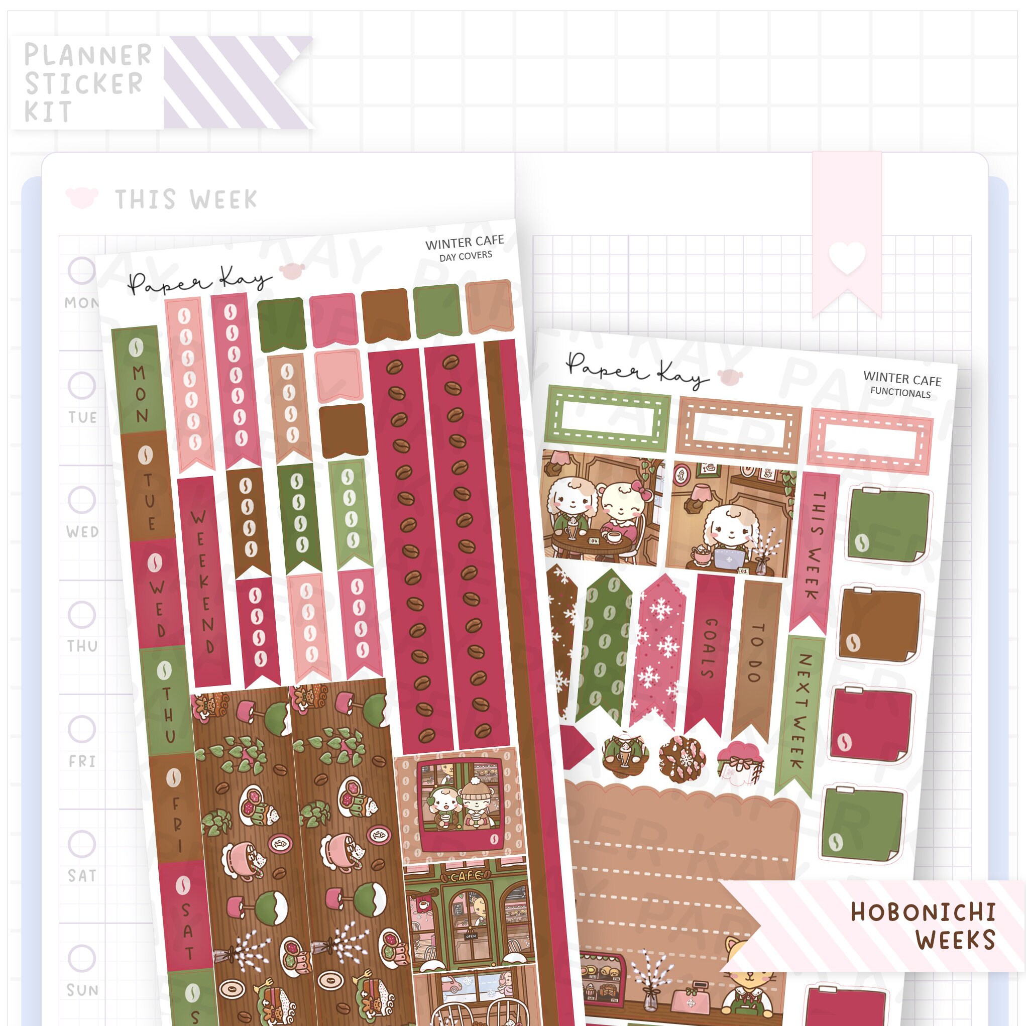 Winter Cafe Hobo / Hobonichi Weeks Sticker Kit - Weekly Planner ...