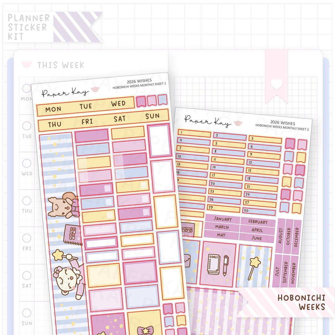 2026 Wishes Hobonichi Monthly Sticker Kit - Hobonichi Weeks Kit ...