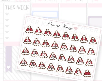 Santa Hat Date Stickers - Merry Christmas