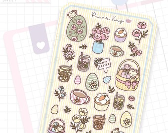 Floral Deco Stickers | Character Planner Stickers | Hoppy Easter