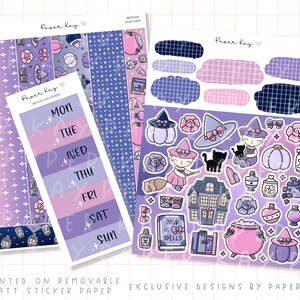 Witchy Journaling Sticker - Repositionable Sticker Paper - 3 Sheet Weekly Planner Stickers - by Paper Kay