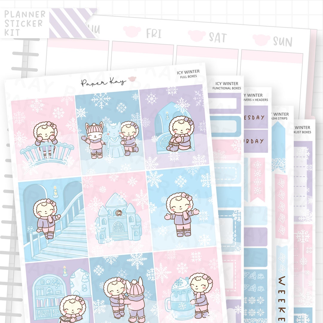 Icy Winter Standard Vertical Sticker Kit - 5 Page Weekly Vertical ...
