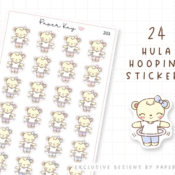 Hula Hooping Planner Stickers | Dot the Bear by Paper Kay | 203 |