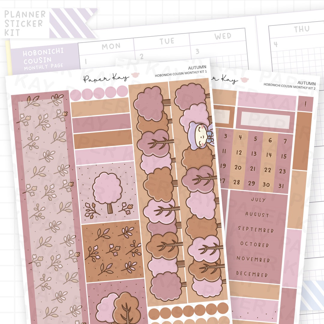 Autumn Hobonichi Cousin Monthly Sticker Kit - 2 Page Monthly Sticker ...