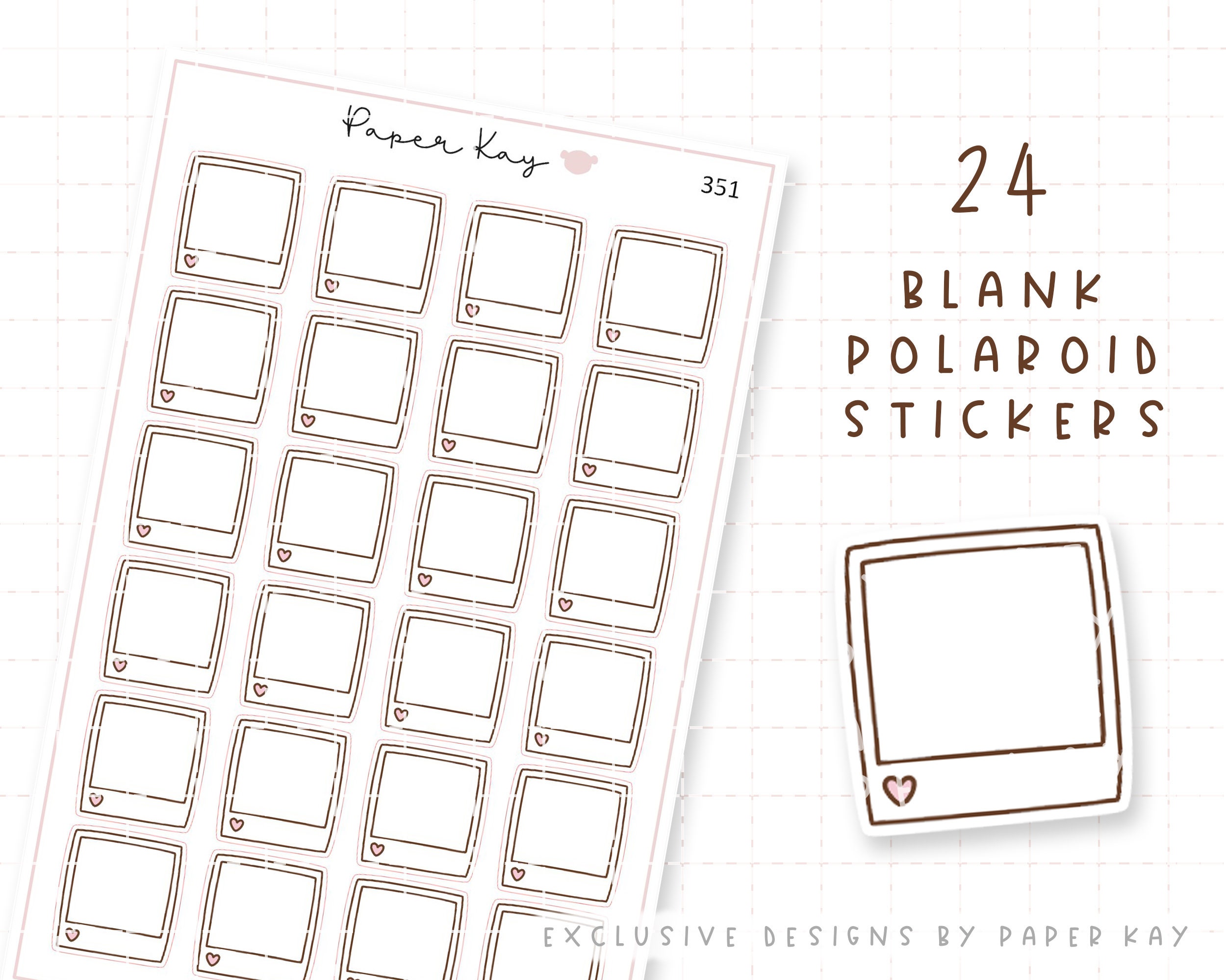 Blank Polaroid Planner Stickers | by Paper Kay | 351 