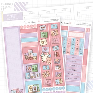 Summer Reads Hobonichi Cousin Monthly Sticker Kit  - 2 Page Monthly Sticker Kit - by Paper Kay