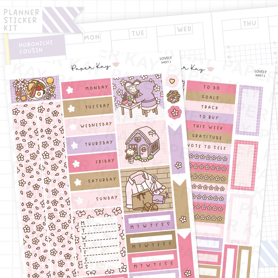 Lovely Hobonichi Cousin Sticker Kit - 2 Page Weekly Planner Stickers ...