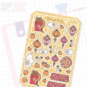 déco nouvel an lunaire 2024 | Stickers pour agenda personnage | Dot the Bear de Paper Kay |