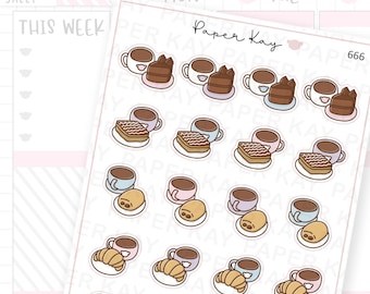 Cafe Coffee with a treat Planner Stickers | Dot the Bear by Paper Kay | 666 |