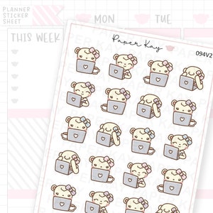 Laptop / Work V2 Planner Stickers | Dot the Bear by Paper Kay | 094V2 |