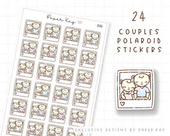 Couples Polaroid Planner Stickers Dot the Bear by Paper Kay