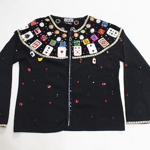 Berek "Las Vegas" X Grande Suéter Vintage Feio de Natal Preto #1463