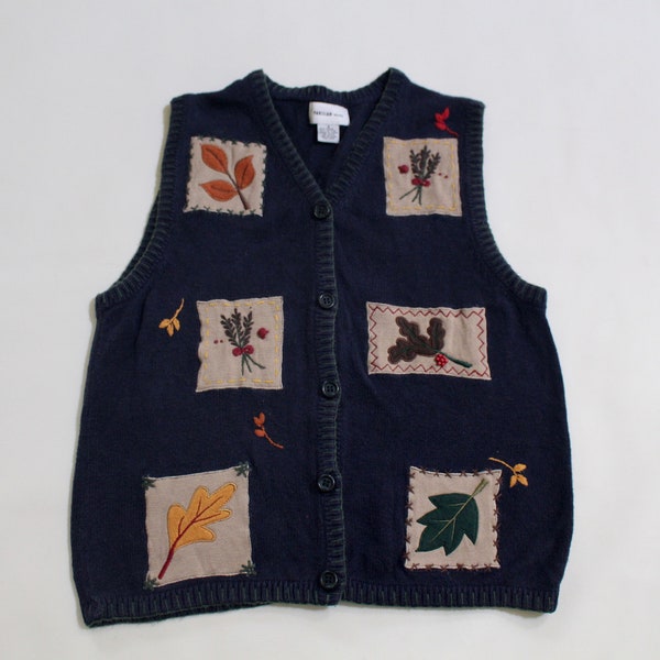 Fall Leaves   Small size   Halloween Vest   Dark Blue #H116