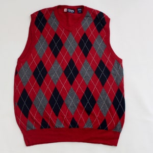 Argyle   Large   Vintage  Ugly Sweater Vest    Red #1197