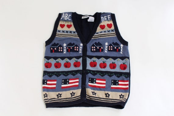 Teachers!   P  Small   Vintage Ugly Sweater Vest … - image 1