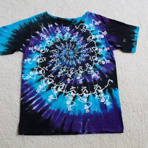グレイトフル・デッド ダンシング・スケルトンズ ミディアム/ラージ ヴィンテージ Tシャツ タイダイ リキッドブルー #1002