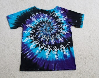 Grateful Dead Dancing Skeletons  Medium/Large  Vintage  T-shirt Tie Dye Liquid Blue  #1002