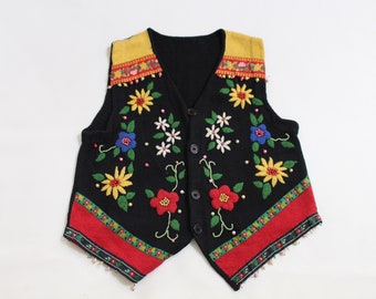 Chaleco feo vintage mediano de Flower Crazy!, color negro, n.° 842
