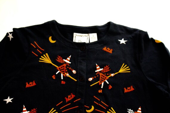 Michael Simon Women's Halloween Haunted House Pumpkin Jack-O-Lantern Cardigan, Medium main image 0