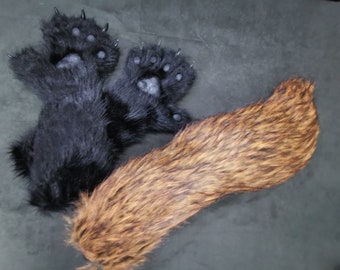 Ready to Ship Superb Fur Quality Handpaws + Tail with Glowing Paw Pads and Claws! Furry Mini Party