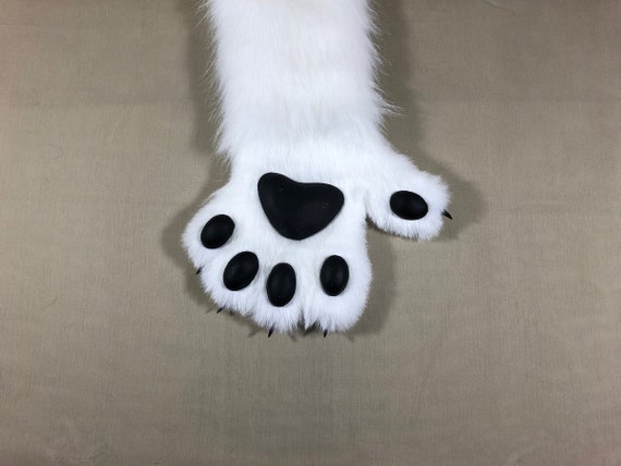 ふわふわの白いファー　ケモノ脚パーツ ふわふわの白いファー ケモノ脚パーツ ぶち込ん