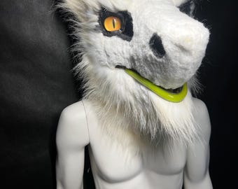 Almost Partial Sergal Head Ready to ship with handpaws and tail 3D eyes, resin jaw moving and silicone tongue