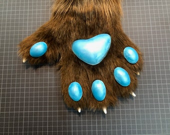 Brown Fursuit Paws + silicone Kemono PawPads and Claws with custom colors ! Japan Like Canine Feline Wolf Fox Cat size M/L