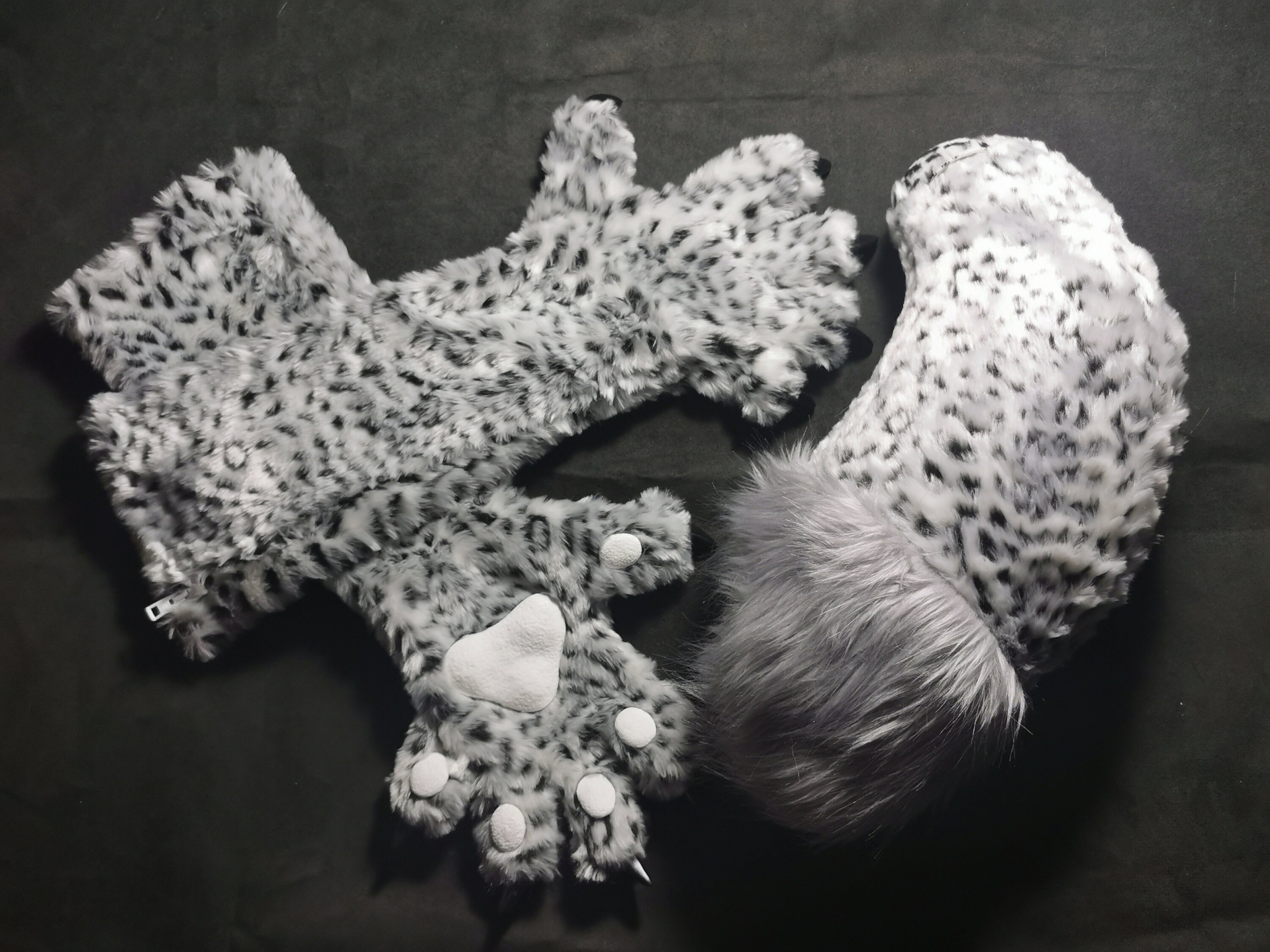 Ready to Ship Lynx Partial Fursuit Handpaws + short Tail with Anthro Paw Pads and Claws! Furry Mini Party