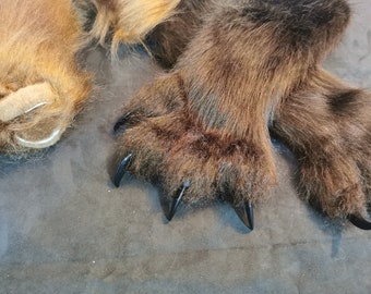 Ready to Ship Brown Handpaws with tail + custom paw pads Furry Canine Costume Fursuit