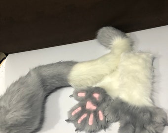 Sergal Fursuit Paws + silicone PawPads and Claws with custom colors ! Like No Canine Feline Wolf Fox Cat size M/L