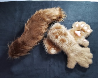 Ready to Ship Superb Fur Quality Handpaws + Tail with Glowing Paw Pads and Claws! Furry Mini Party