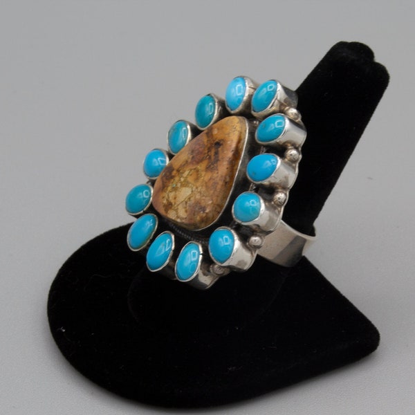 Sterling Silver, Ladies Ring ,Sleeping Beauty Turquoise by Navajo Emma Lincoln