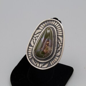 Sterling Silver, Royston Turquoise Ladies Ring, by Navajo Lorenzo Juan