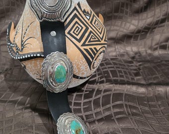 レザーとターコイズのウエスタンコンチョベルト S/M - Etsy 日本