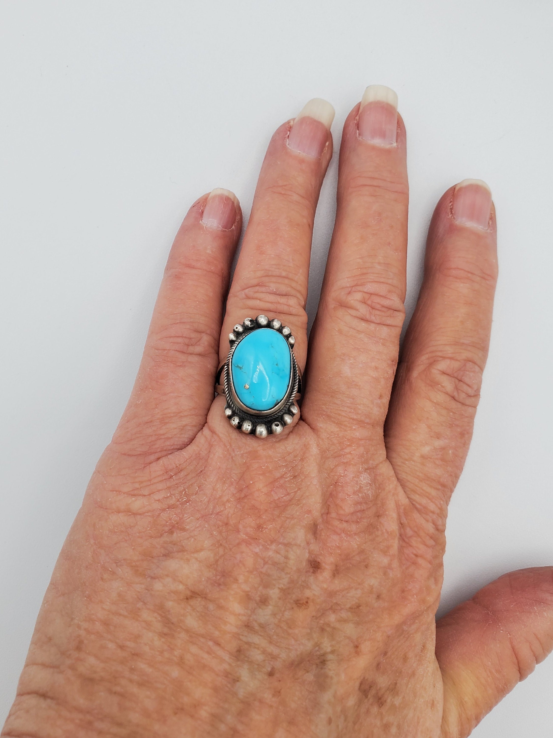 Sterling Silver Turquoise Ring by Navajo Esther Spencer - Etsy