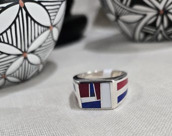 RED, WHITE and BLUE sterling silver Ring designed by David Rosales