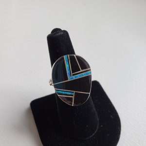 Sterling Silver inlay Ladies Ring