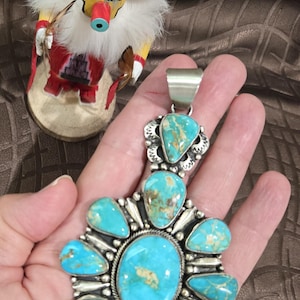 Huge ROYSTON Turquoise CLUSTER PENDANT