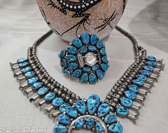 Vintage Turquoise Cluster Watch Bracelet by Navajo artist  "ROANHORSE "