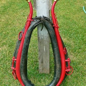 Antique Leather Horse Collar & Metal Hames Brass Western Rustic Décor